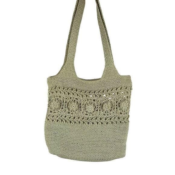Vintage Y2K Braided Straw Hobo Bag – Floral Design, Cottagecore Western, 22"x13" - Picture 6 of 6